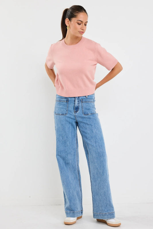 Topic Blush Cashmere Blend Soft Knit Tee