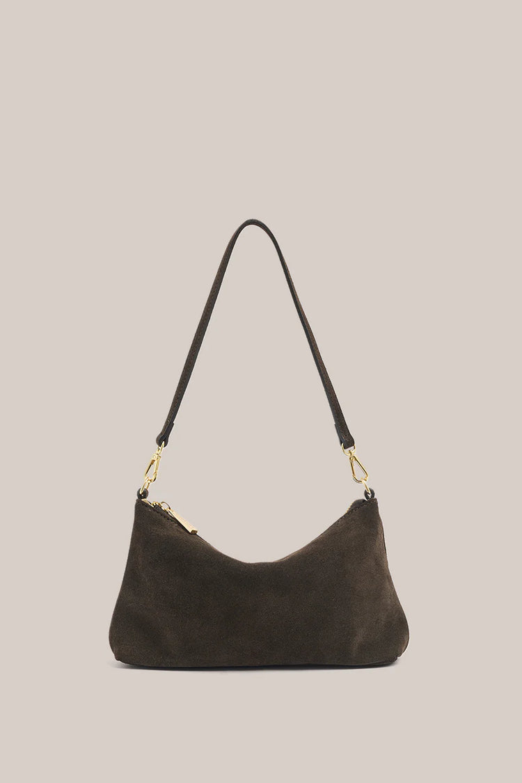 Ashley | Dark Chocolate Suede Crossbody Bag