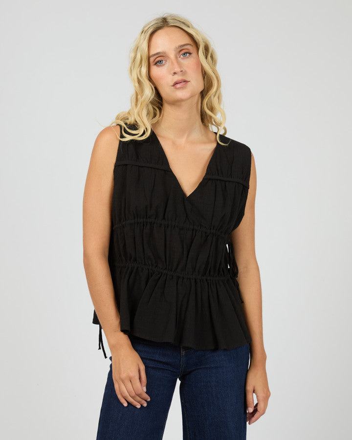Heidi Ruched Top | Black