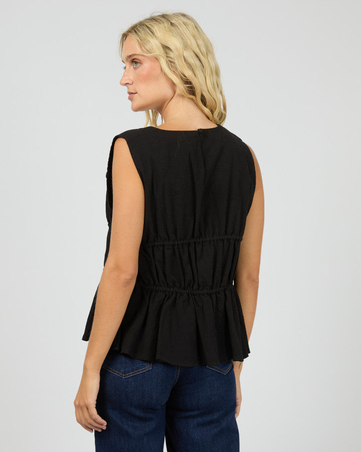Heidi Ruched Top | Black