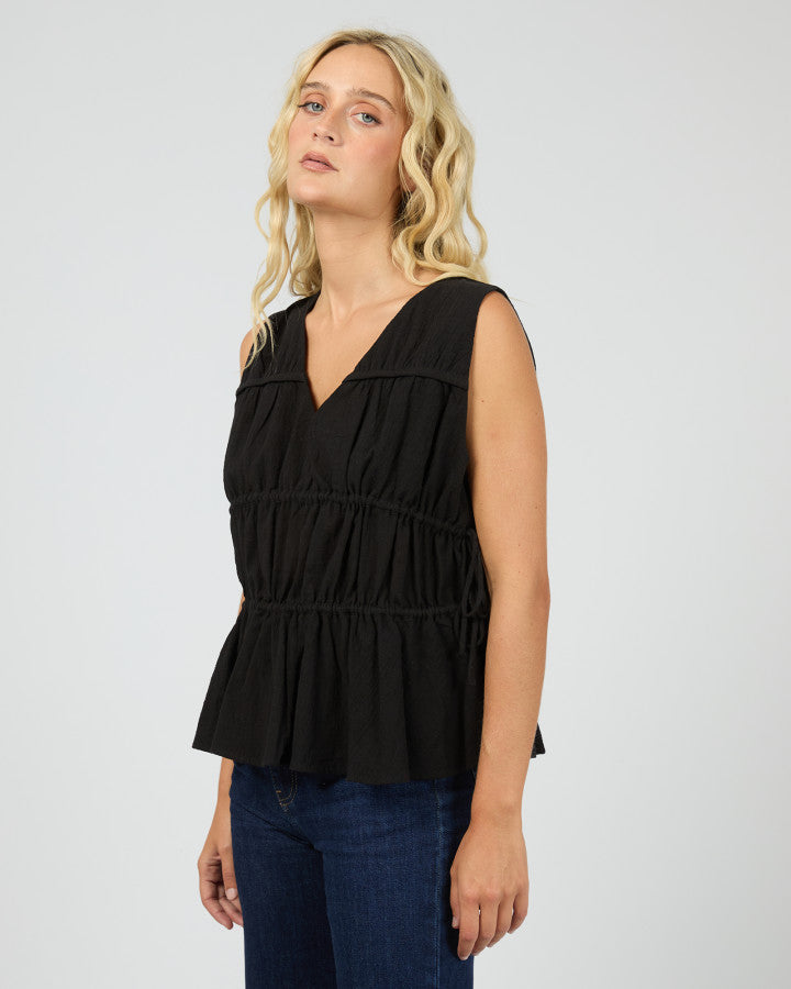 Heidi Ruched Top | Black