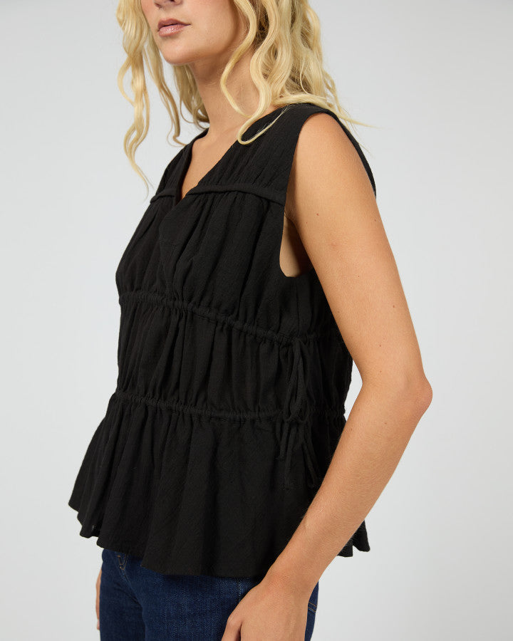 Heidi Ruched Top | Black