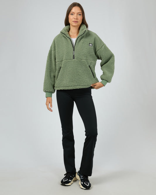 Amara Quarter Zip Teddy | Khaki