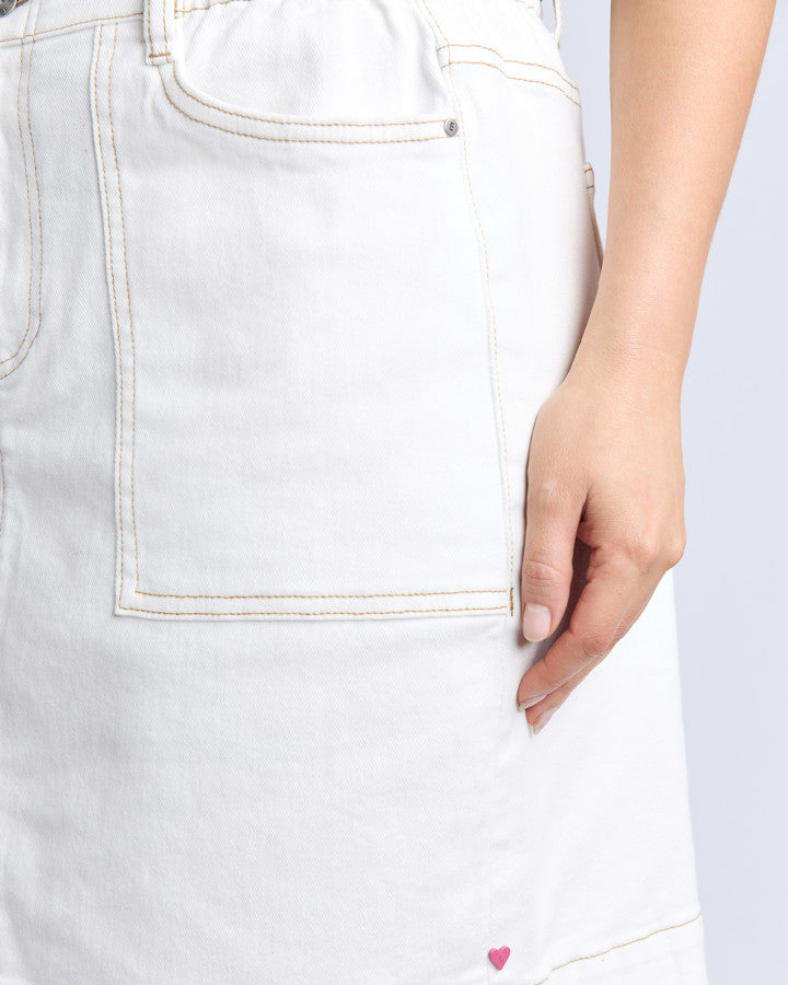 Atlas Denim Skirt | Vintage White
