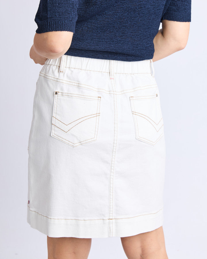 Atlas Denim Skirt | Vintage White