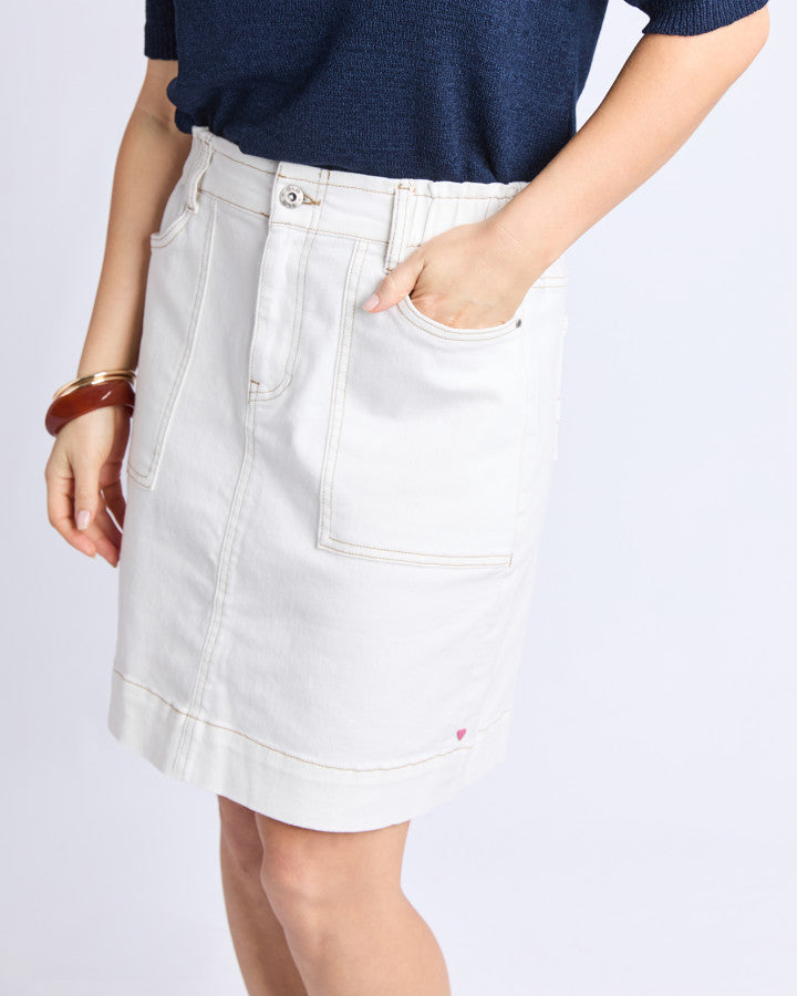 Atlas Denim Skirt | Vintage White