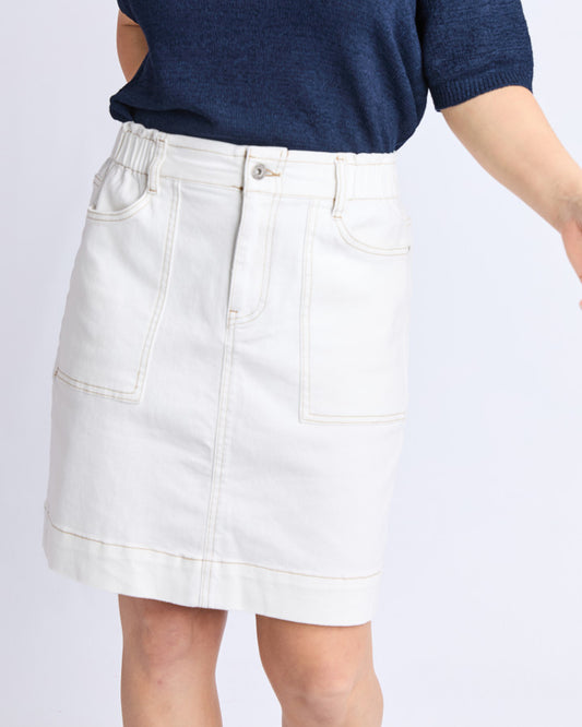 Atlas Denim Skirt | Vintage White