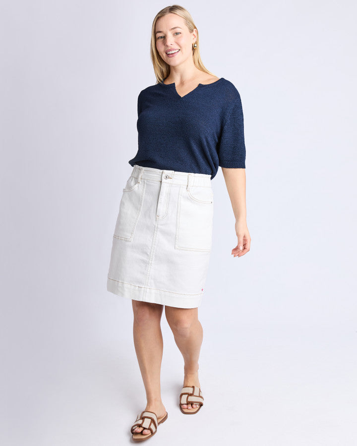 Atlas Denim Skirt | Vintage White