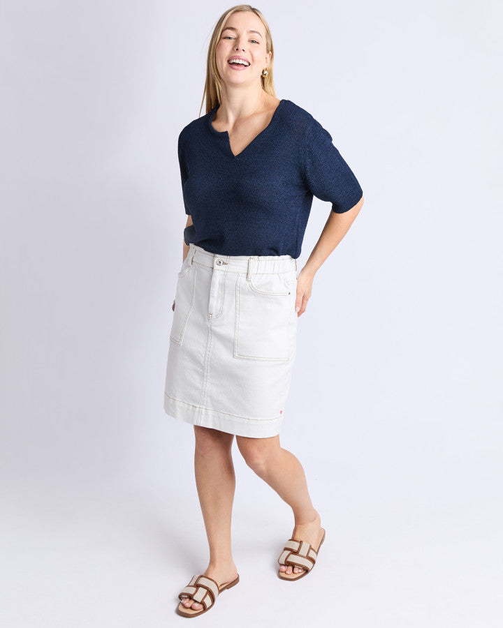 Atlas Denim Skirt | Vintage White