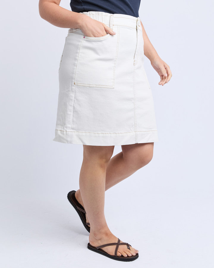 Atlas Denim Skirt | Vintage White