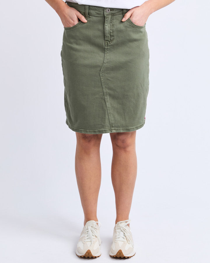 Belle Denim Skirt | Khaki