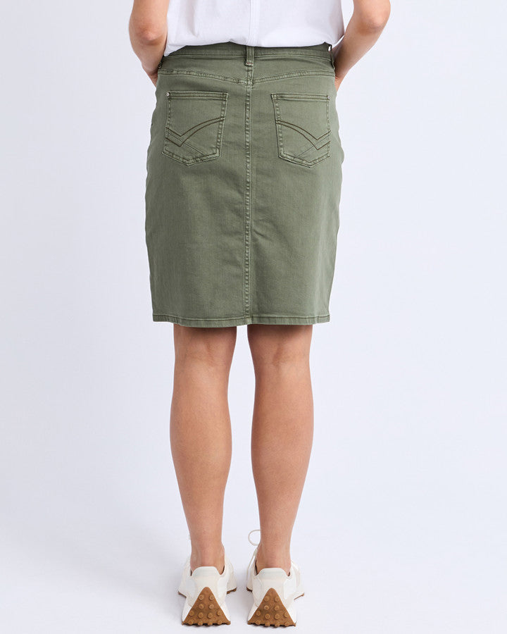 Belle Denim Skirt | Khaki