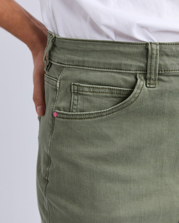 Belle Denim Skirt | Khaki