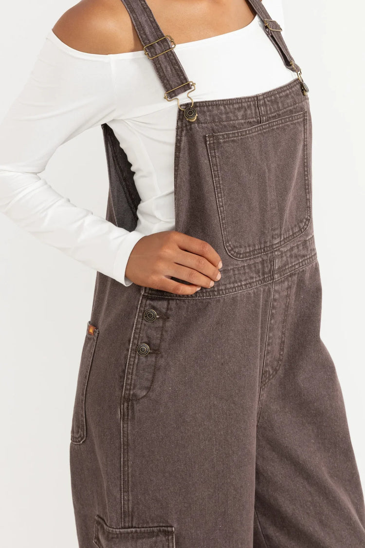 Charlie Wide Leg Overalls | Chocolate