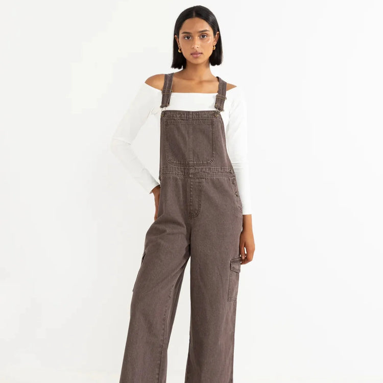 Charlie Wide Leg Overalls | Chocolate