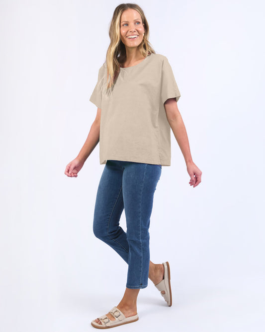 Curtis Woven SS Tee | Oat