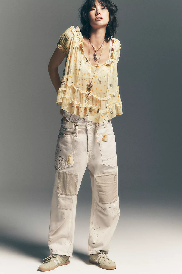 Free People Moxie Low Slung Pull On Barrel Jean