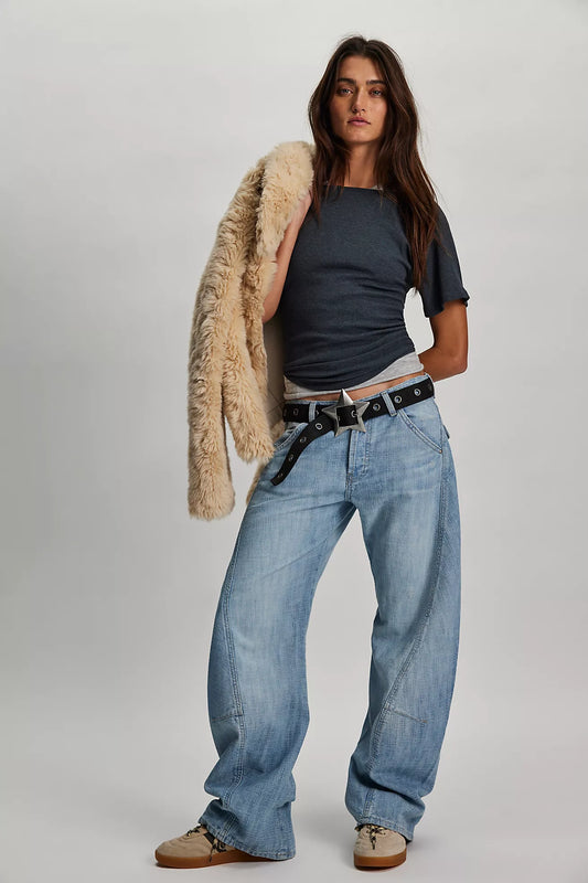 We The Free Highland Low-Rise Twisted Bowed Jeans