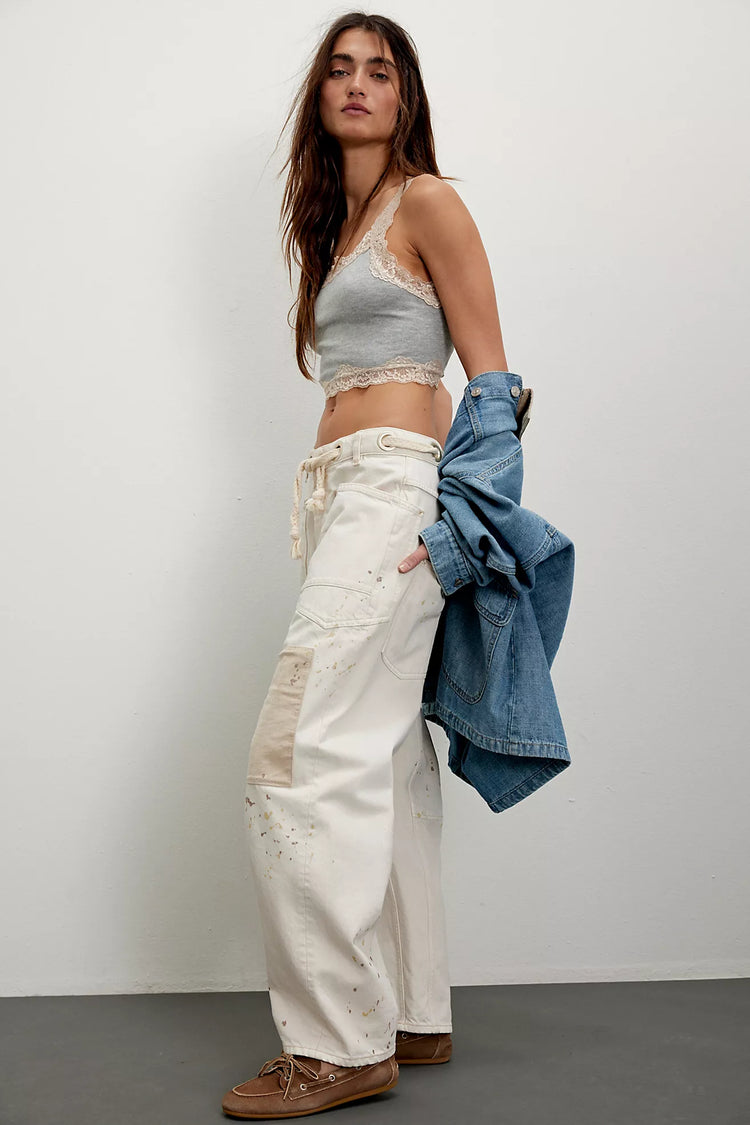 Free People Moxie Low Slung Pull On Barrel Jean