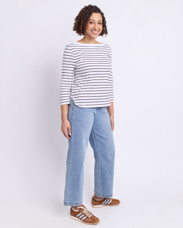 Eliza Boat Neck | Coffee Stripe