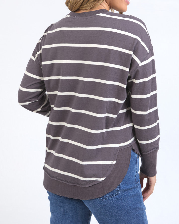 Farrah Stripe Long Sleeve | Dark Grey
