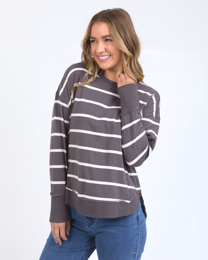 Farrah Stripe Long Sleeve | Dark Grey
