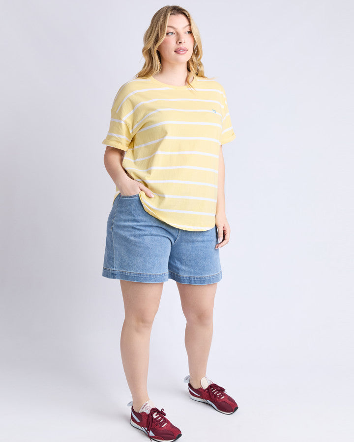 Halli SS Tee | Stripe | Banana