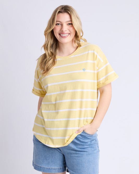 Halli SS Tee | Stripe | Banana