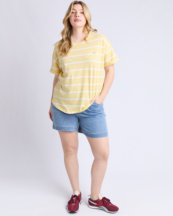 Halli SS Tee | Stripe | Banana