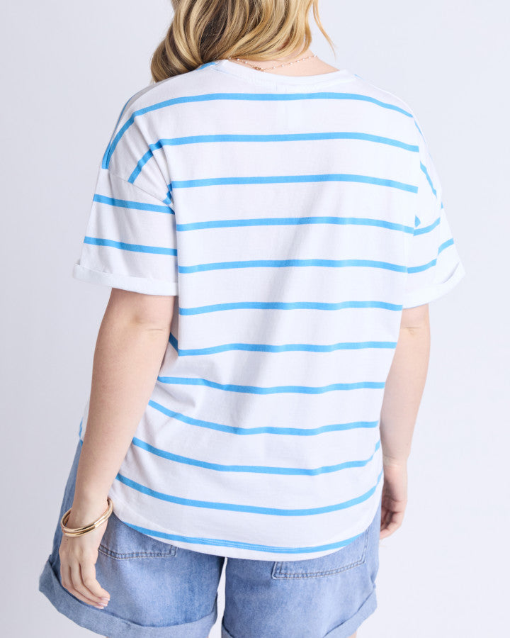 Halli SS Tee | Stripe | Blue