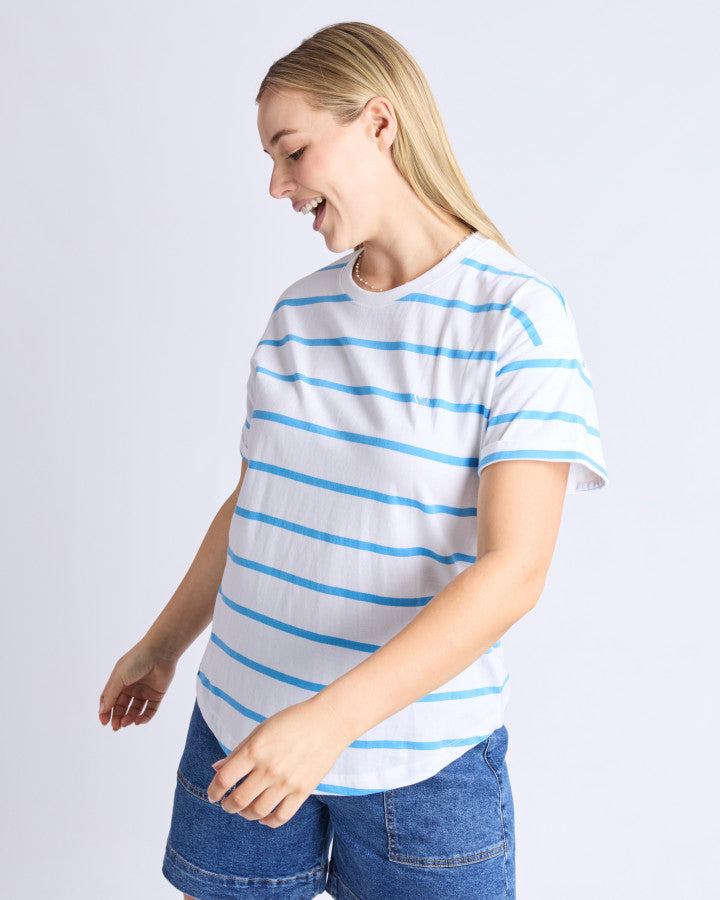 Halli SS Tee | Stripe | Blue