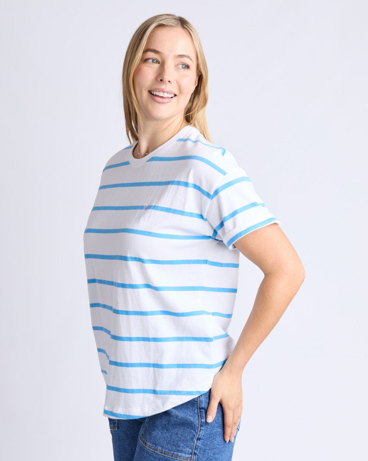 Halli SS Tee | Stripe | Blue