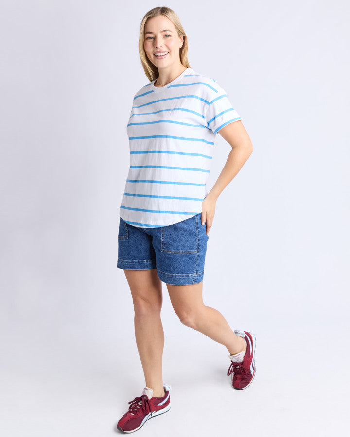 Halli SS Tee | Stripe | Blue