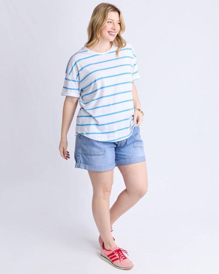 Halli SS Tee | Stripe | Blue
