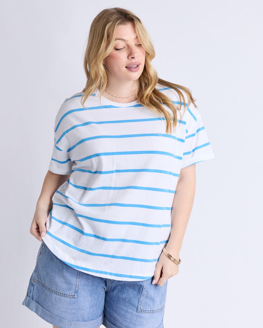 Halli SS Tee | Stripe | Blue
