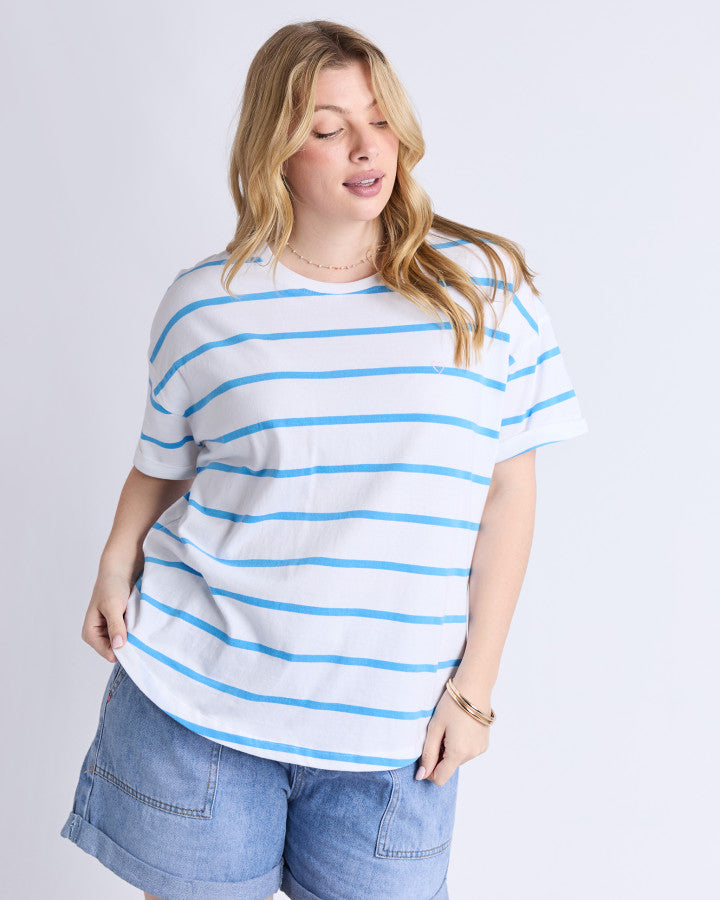 Halli SS Tee | Stripe | Blue