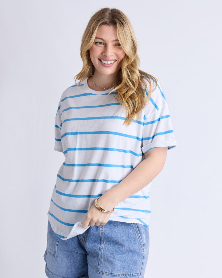 Halli SS Tee | Stripe | Blue