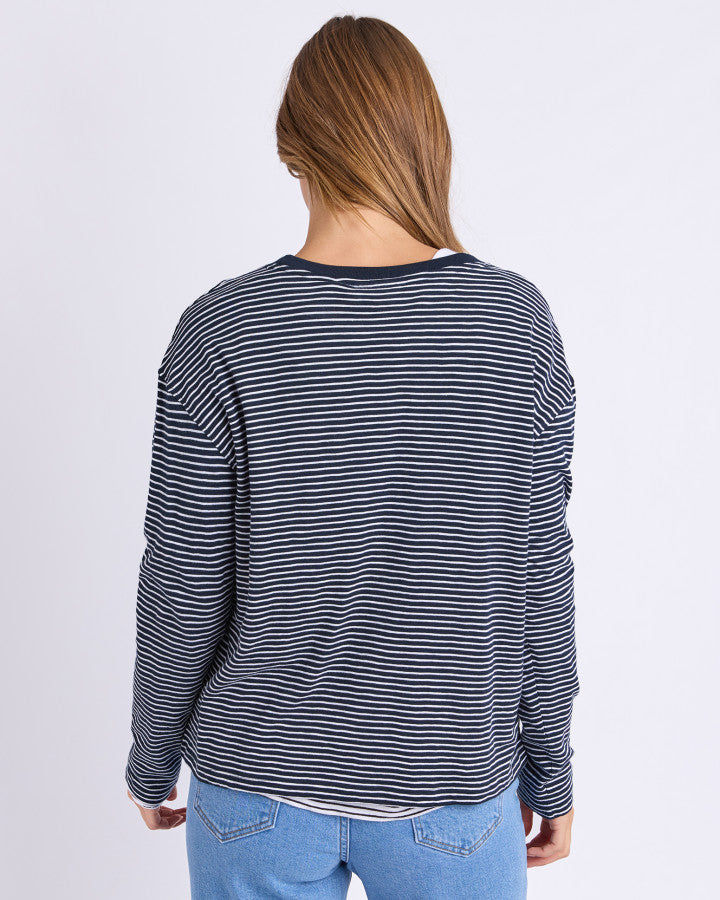 Hutch LS Tee | Navy & White Stripe