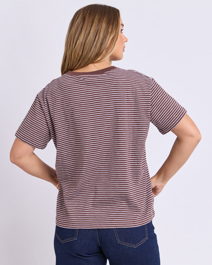 Hutch Stripe Tee | Chocolate & White