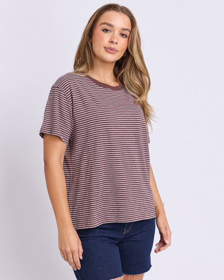 Hutch Stripe Tee | Chocolate & White