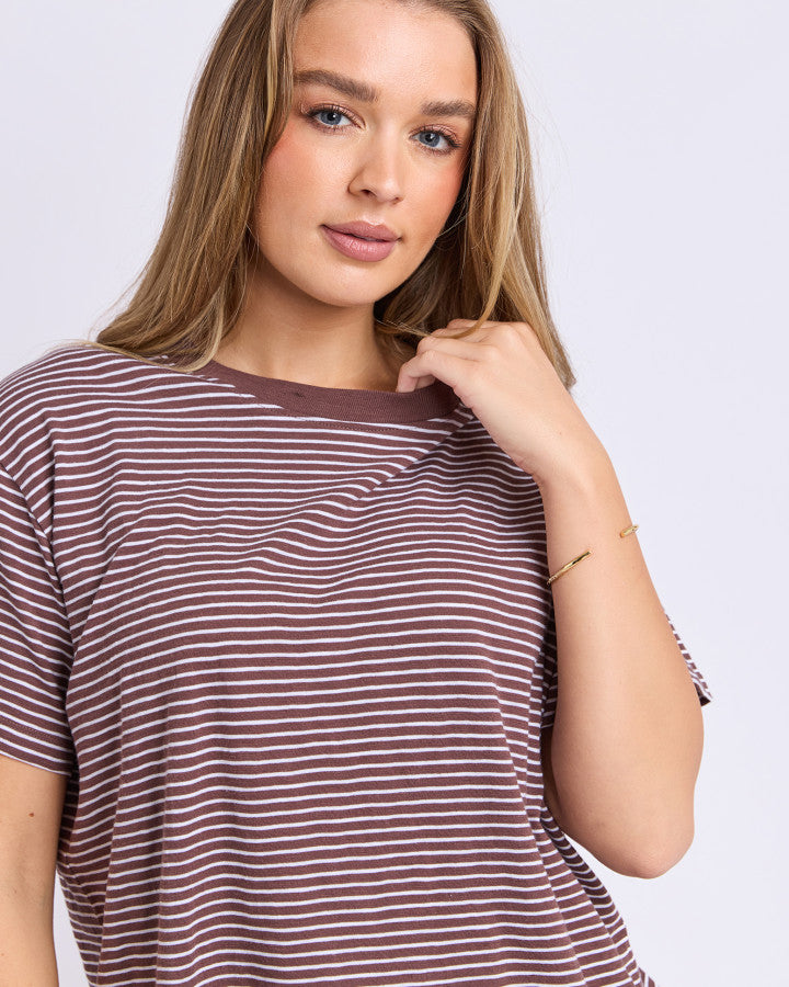 Hutch Stripe Tee | Chocolate & White