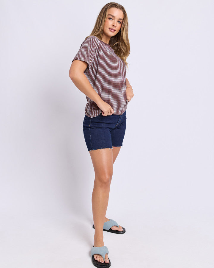 Hutch Stripe Tee | Chocolate & White