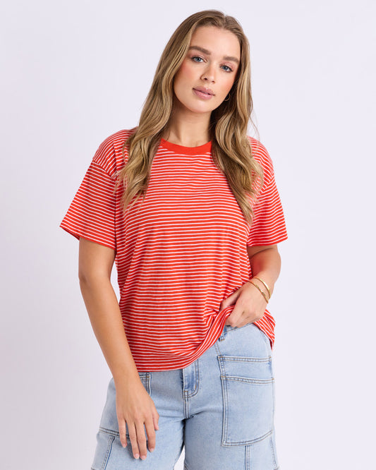 Hutch Stripe Tee | Red & White