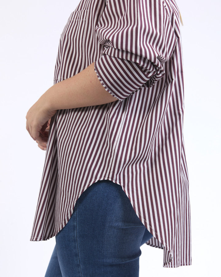 Lila Stripe Shirt | Merlot