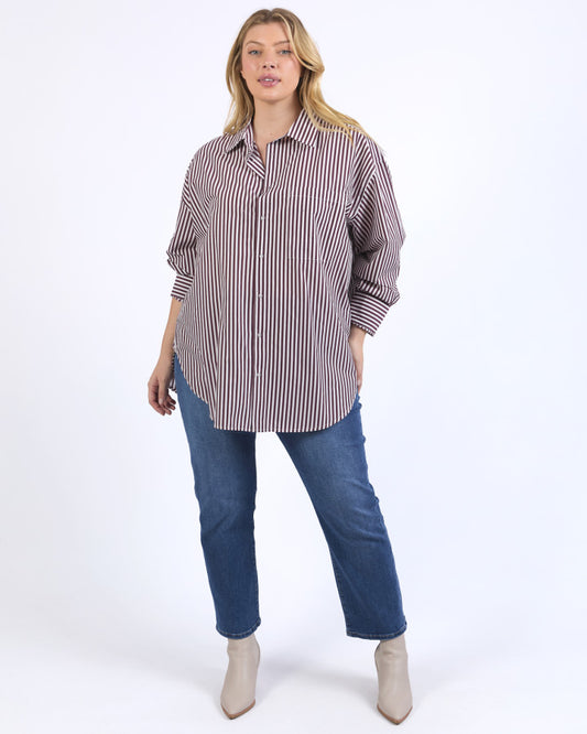 Lila Stripe Shirt | Merlot