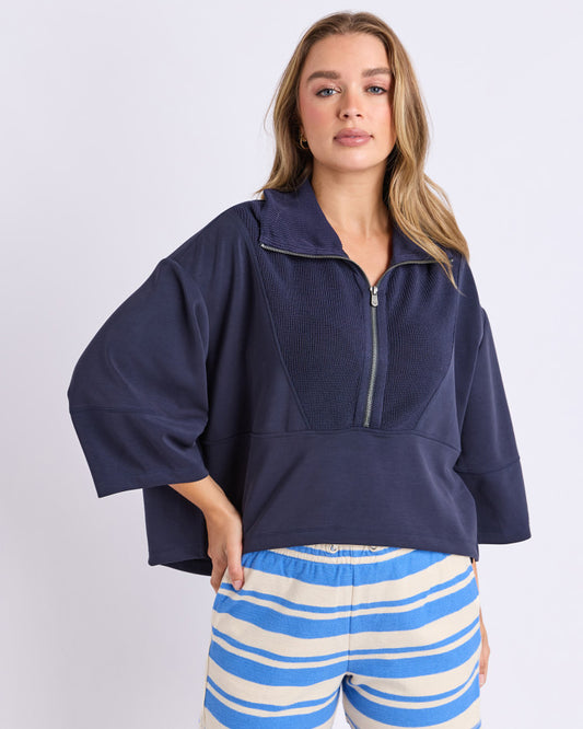 Linear Zip Top | Navy