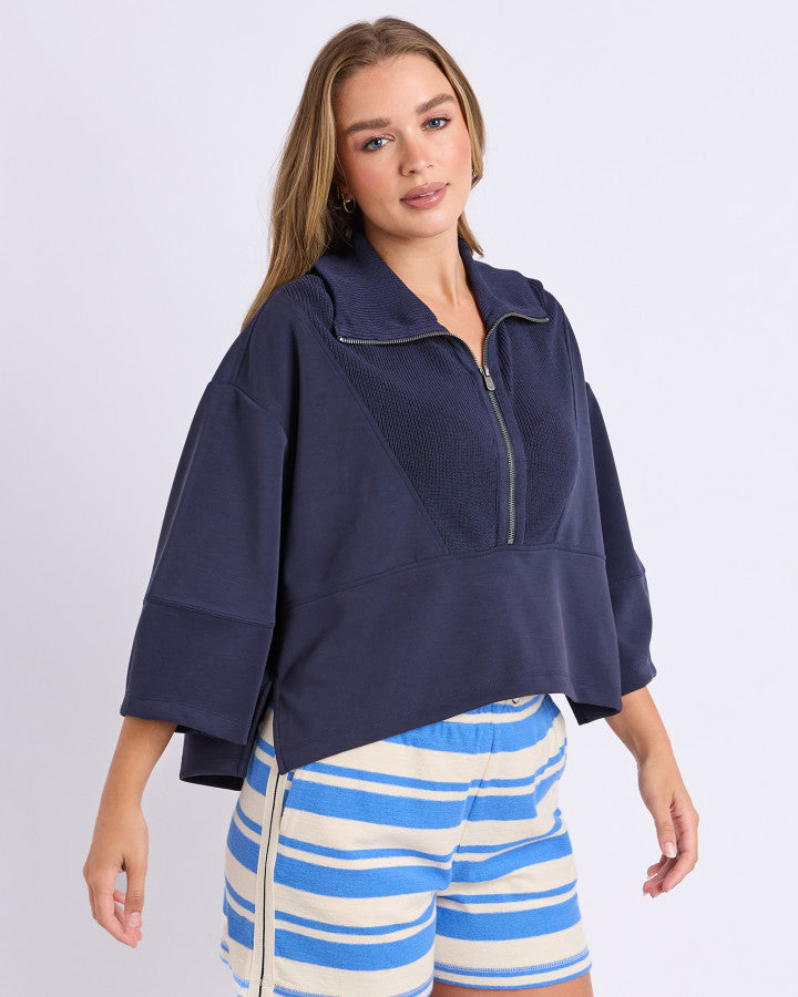 Linear Zip Top | Navy