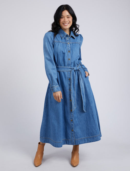 Lucinda Denim Shirt Dress | Mid Blue Wash