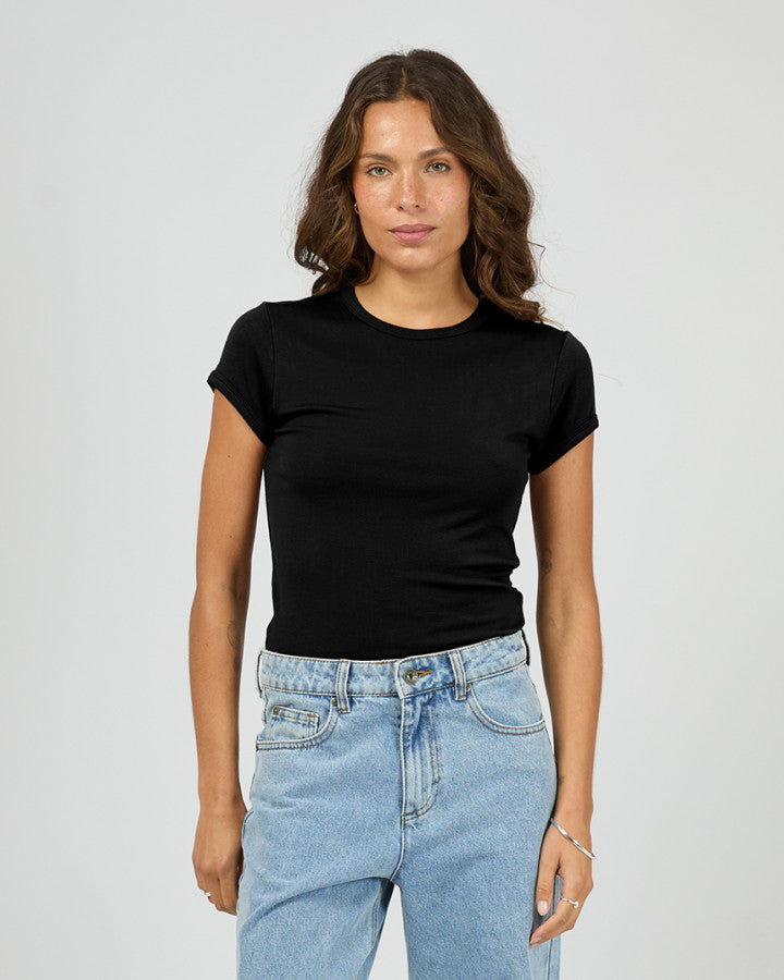 Luxe Rib Baby Tee | Black