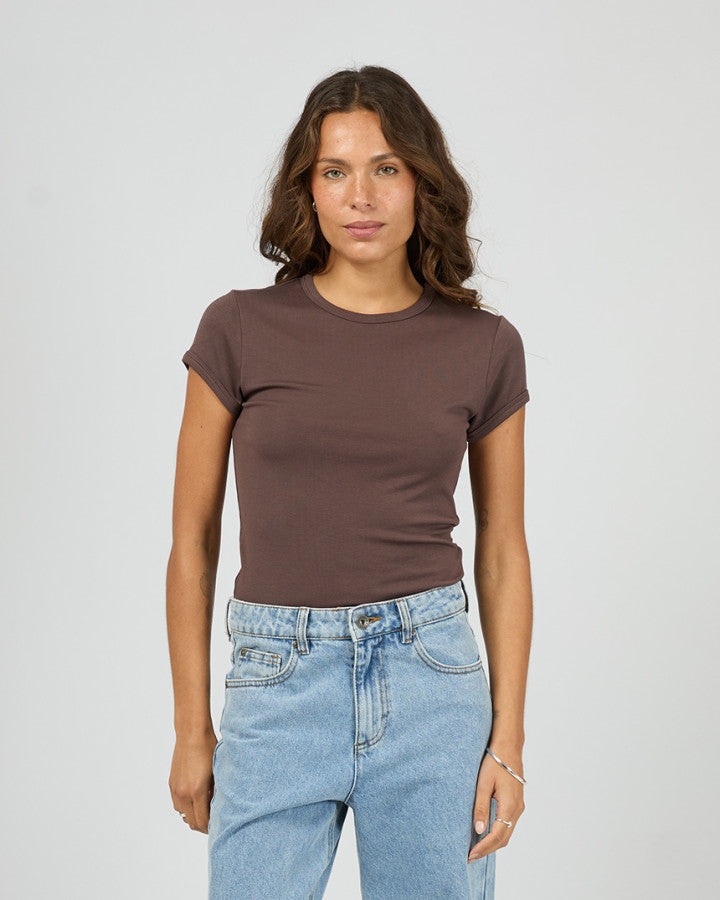 Luxe Rib Baby Tee | Choc